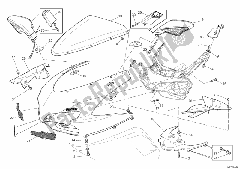 Tutte le parti per il Cuffia del Ducati Superbike 1198 SP 2011